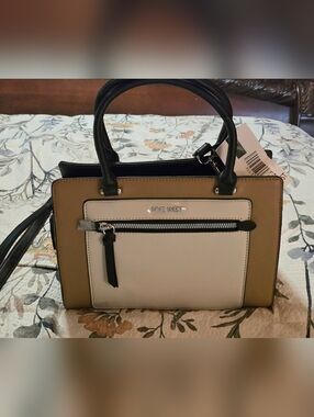 NEW! Nine West Colorblock Satchel in White, Tan and Black